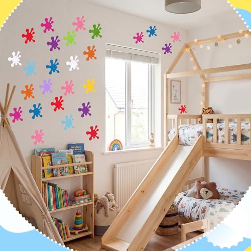 Image of Kisston 360 Pcs Paint Splatter Cutouts Paper 3.9 Inch Assorted Color Die Cuts for DIY Craft Projects School Classroom Bulletin Board Decor