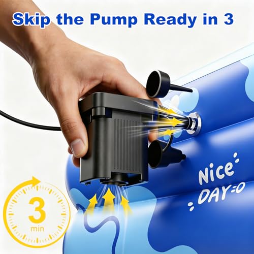 Inflatable Pool with Canopy for Adults, 118" x 69" Extra Large Blow Up Pool for Family Kids, Thickened Swimming Pool for Backyard Patio, 3-4 Mins Fast Inflation Pump Included by COBOPANDA - Used condition - Image 4