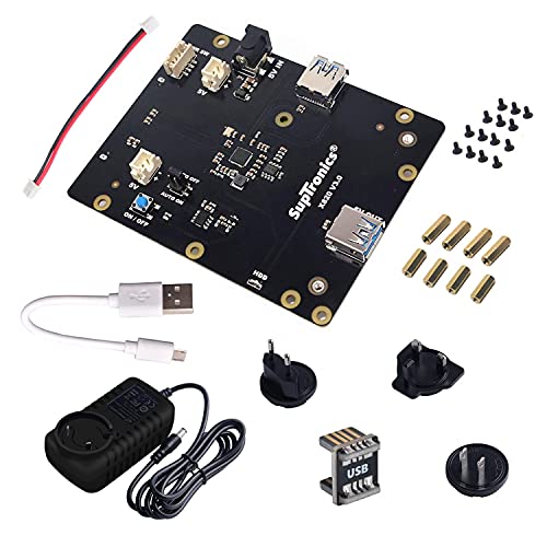 GeeekPi 5V 4A Power Supply & X820 V3.0 2.5" SATA HDD/SSD Shield Expansion Board Kit for Raspberry Pi 1 Model B+/ 2 Model B / 3 Model B / 3 Model B+