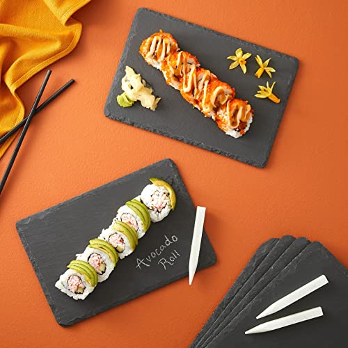 Juvale Mini Slate Serving Plates with Chalk for Labelling, Set of 6 Rectangular Natural Edge Charcuterie Boards, 15 x 23 cm - Cosy Home Interiors Juvale Mini Slate Serving Plates with Chalk for Labelling, Set of 6 Rectangular Natural Edge Charcuterie Boards, 15 x 23 cm - Image 5