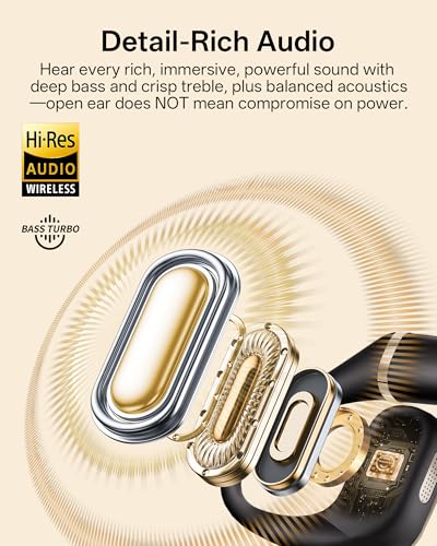 Image of Open Ear Earbuds, Over Ear Headphones with Ear Hooks, True Wireless Bluetooth 6.0 Earphones, Stereo Sound, Ultra-Comfort, 50H Playback, IPX7 Waterproof Ear Buds with Mics for Running Sports
