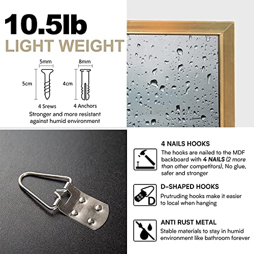 Howofurn 24*36" Arched Wall Mounted Mirror, Wall Decor, W/ Metal Frame For Bathroom, Bedroom, Entryway, Modern & Contemporary Arch Top Wall Mirror - Gold #TOP4