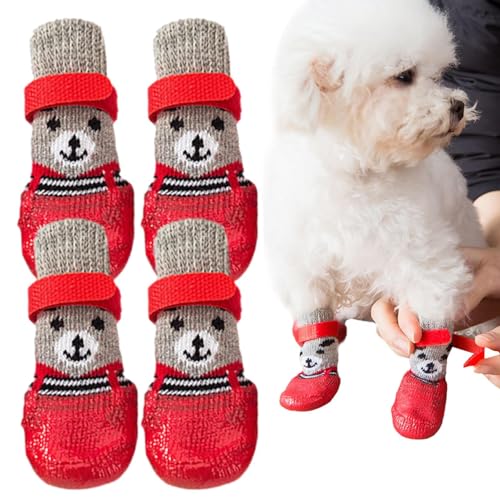 冬の保護のための犬の靴 - 滑り防止ペットブーツ、ポーガードソックス|雪、氷、屋外のウォーキング、ランニング、ハイキング、小さな犬の足の怪我の予防のための防水犬の靴犬の冬の靴下犬の冬の靴下犬の冬の