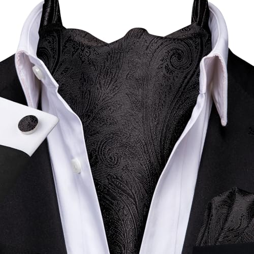 Image of Dubulle Paisley Floral Ascot for Men Self Tie Mens Cravat and Pocket Square Cufflinks Wedding