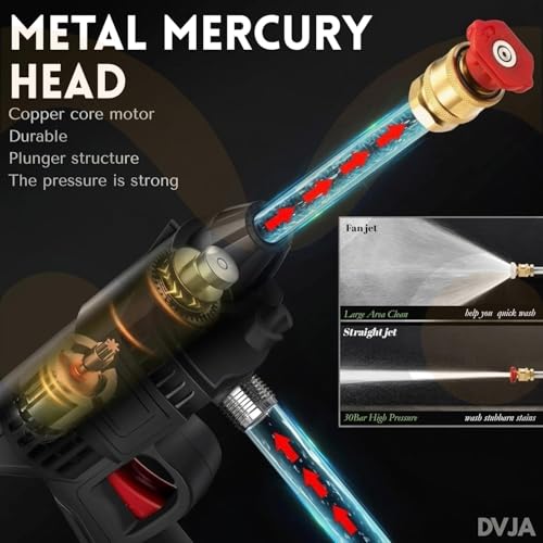 Image of Car Washer High Pressure Gun (Double Battery) Cordless Portable Wireless Pressure Washer Gun 48V 12000mah High Pressure Water Gun| Adjustable Nozzle and 5M Hose Pipe (Two Battery)