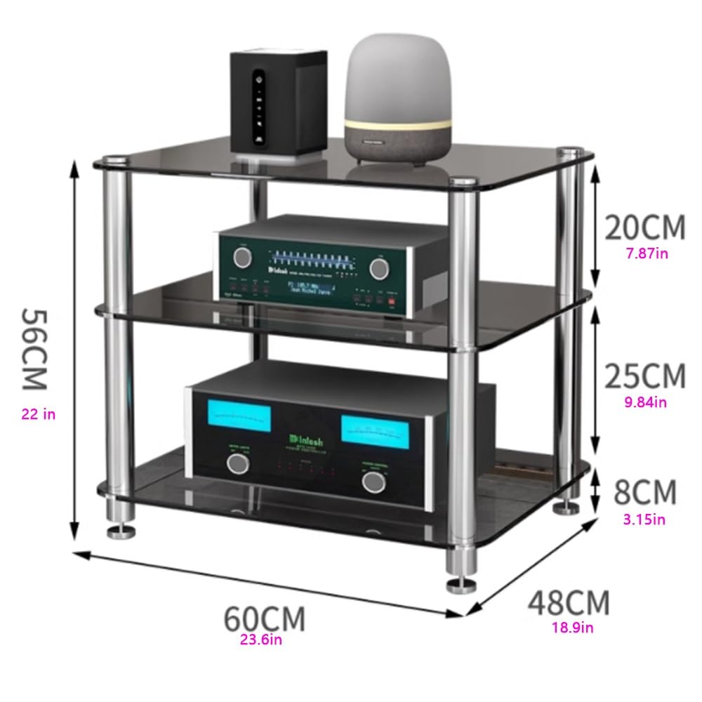3 8 Inch Black Glass Audio Cabinet Buy Artiss TV Stand 3 Tiers Storage