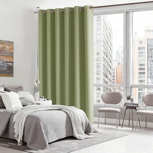 Image of RYB HOME Blackout Thermal Insulated Curtains, Portable Curtain for Sliding Glass Door /Storage /Space Room Divider, Large Window Treatment Room Divider Panel, W80 x L84, Green, 1 Panel