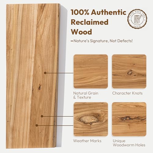 Image of Vivelove Wood Floating Shelves Live Edge 36 inch Set of 2, Natural