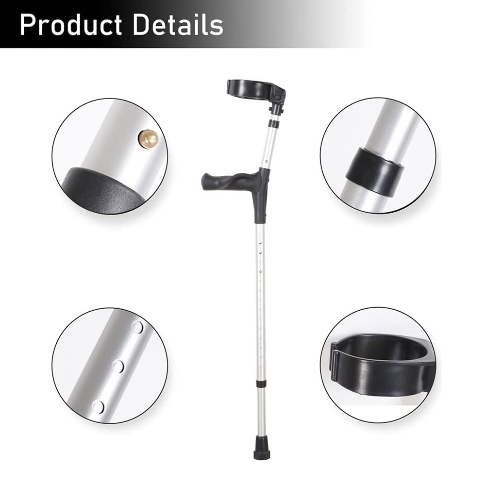 Muletas Ortopédicas para Adultos, Muletas Ligeras de Aluminio con Ergonómicas Empuñadura(x2 uds), Regulables Altura