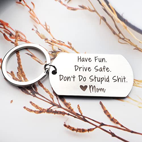 Sharink Have Fun Drive Safe Don't Do Stupid Shit Keychain Gift From Mom Birthdays Graduation Holiday Gift For New Driver Teenage Daughter Son #TOP4