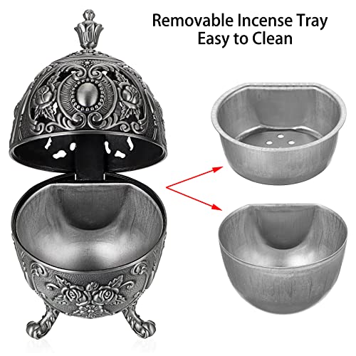 Juxyes Vintage Incense Burner Holder With Removable Ash Catchers, Metal Censer Antique Cone Coil Incense Burner Holder Zinc Alloy Spiritual Aromatherapy Yoga Meditation Gifts Retro Home Decoration #TOP2