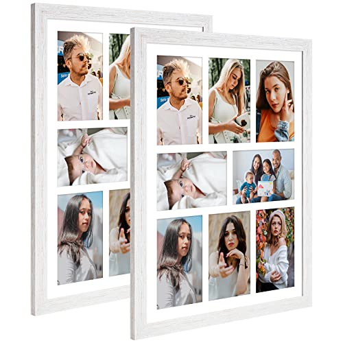 Ksroecud 13X17 Collage Frame With 8 Openings 4X6 Pictures, Multiple Picture Frame With Mat, Wall Or Tabletop Decor, White Wood Grain,2 Pack #TOP10