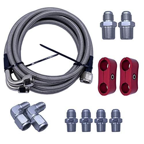 SHZAITOR SS Braided Transmission Cooler Hose Lines For TH350 700R4 TH400, 52 Inch Length, Stainless Steel, Performance/Custom Fit