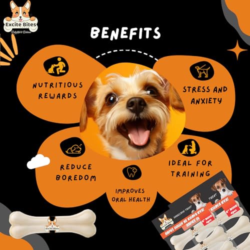 Image of Excite Bites Pressed Rawhide Bones for Dog Treats|Dog Calcium Bone Dog Chewing Needs|6 Inch Calcium Bone Treat for All Dogs|Combo Offer (6 inch-4Pcs) Each, 450 G (Pack of 2) for All Life Stages