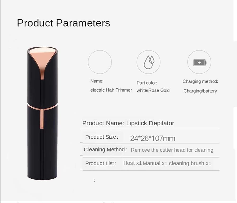 Depilación facial para mujer, removedor de vello sin dolor, rasuradora impermeable con luz LED para la cara, parte superior del bigote y la barbilla, recargable (negro mate) 3