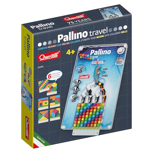 Quercetti Mini Pallino Travel, Jeu de Voyage Mosaïque avec Billes Circuit, Jouet Enfant 4+ Ans Cadeau Fille Garçon, Jeux Éducatifs Montessori