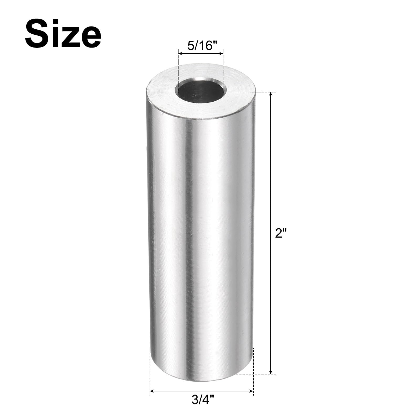 QUARKZMAN 10pcs Espaciador Inoxidable Acero 5/16" ID x 3/4" OD x 2" Longitud Casquillo de Tornillo Acabado Liso, Espaciador Metal Redondo para M8 Tornillos, Pernos y Varillas