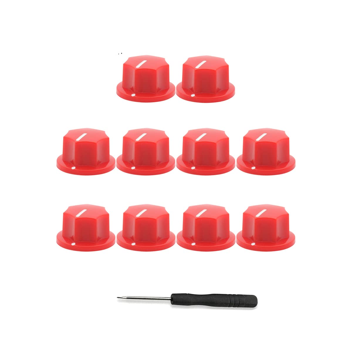 ROZILO 10PCS 20mm x 11.5mm MXR Style Brass Insert Skirted AMP Knobs Effect Pedal Knobs Red