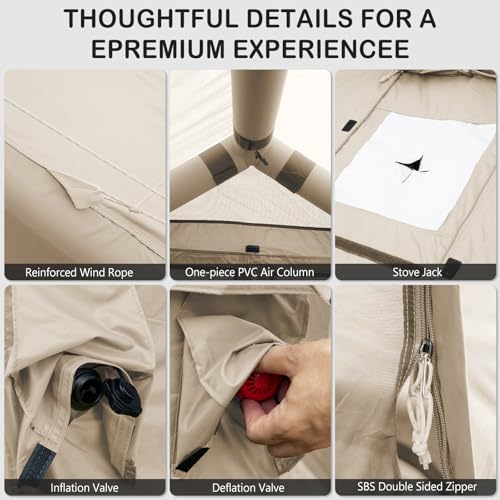 Image of Inflatable Tents for Camping,Easy Blow Up Tent with Hand Pump,4 Seasons Waterproof Air Inflatable Camping Tent House for Family Weekend Camping
