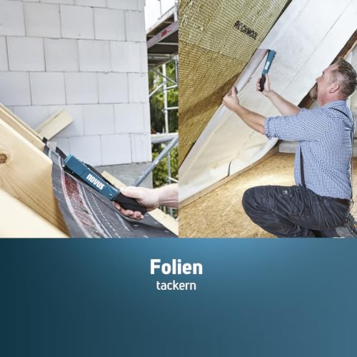 NOVUS TOOLS Hammertacker J-033 Set mit 5000 Klammern │ Robuster Schlagtacker aus Vollmetall mit Soft-Griff und Schnellladesystem │ Für Flachdrahtklammern Typ 11 von 6-10 mm