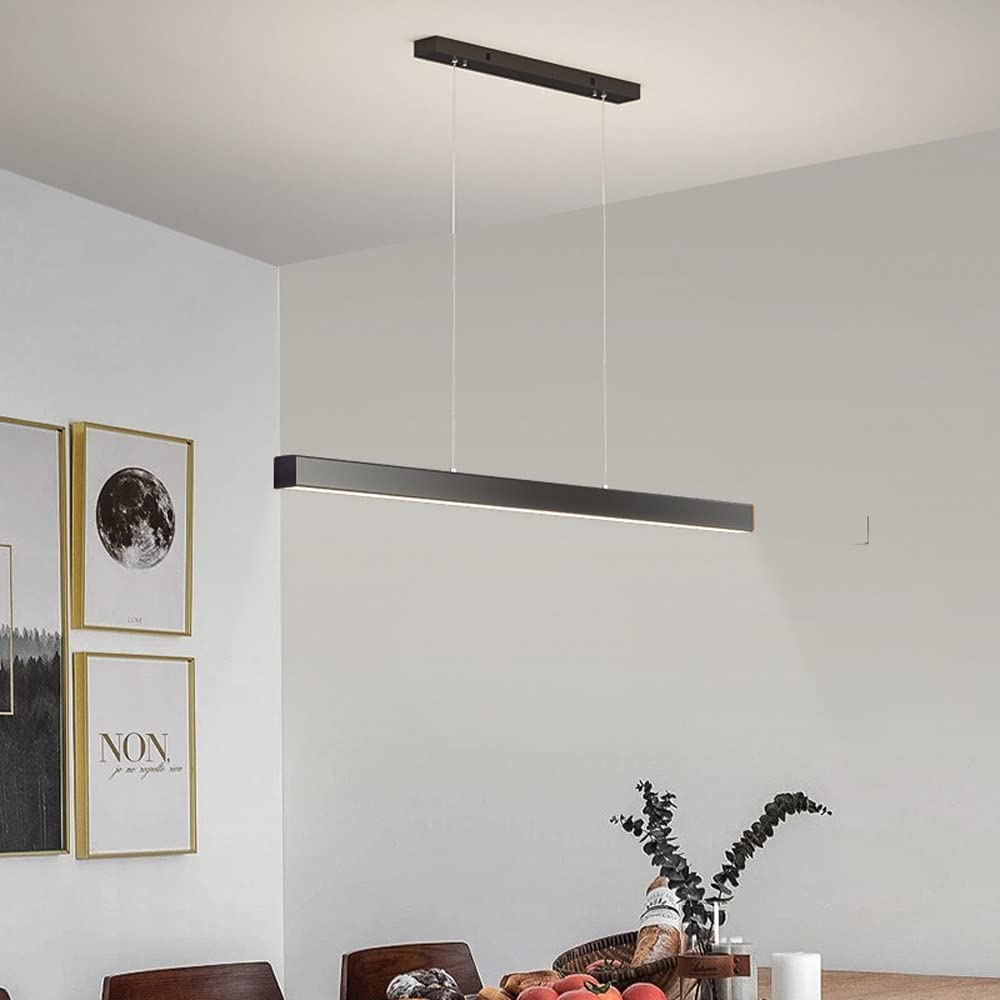 Lampada a sospensione a LED dimmerabile, lampadario lineare minimalista con telecomando, lampada a sospensione moderna a soffitto, tavolo da biliardo sala da pranzo lampadari ad isola cucina