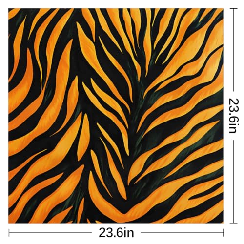 Tiger Print Square Silk Scarf for Women, 23.6" Lightweight Fashion Scarves Wraps, Silk Like Hair Neck Scarf Headband Bandanas for Ladies2