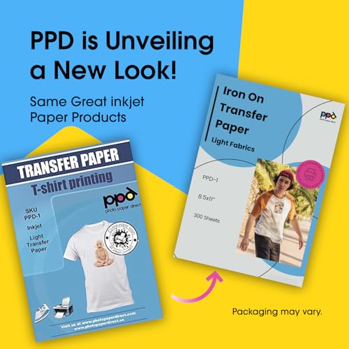 Image of PPD 300 Sheets 8.5x11 inch Iron-on Heat Transfer Vinyl Paper Light Fabrics