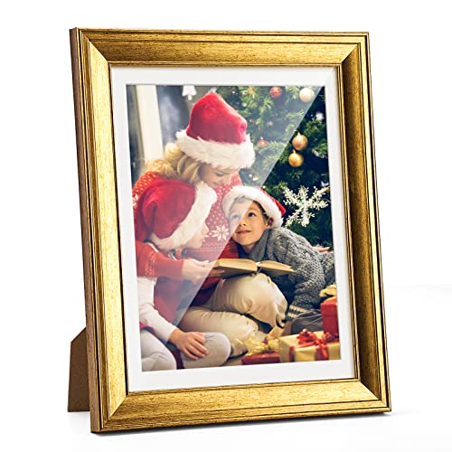 TWING 11x14 Gold Picture Frames Set of 6, Gold Frames Display Pictures 8x10 with Mat or 11x14 without Mat, Tabletop Display and Wall Mounting Home Decorative Photo Frames, Ideal for Christmas Gift