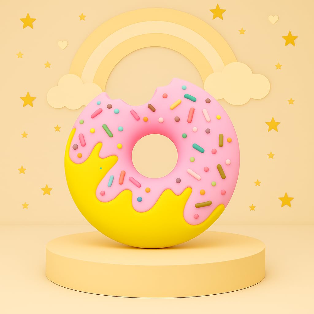 Jingle Kids Baby Soft Silicone Donut Shape Teething Toy for Toddler/Infents/Kids BPA Free (Design 342)-image-20