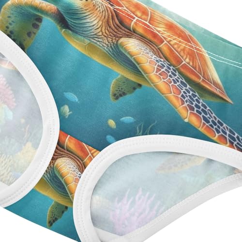 Underwater Ocean Scene Sea Turtle Panties for Girl Girls Underwear Toddlers Cotton Fun Briefs Girls Undies 2t4