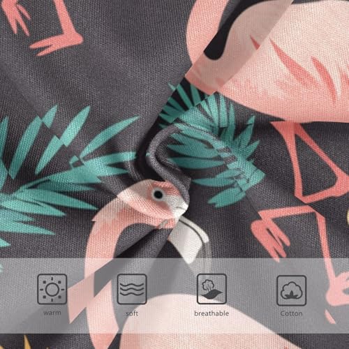 KLL Pink Flamingos on Black Background Little Boys Cotton Athletic Underwear Cute Children Undies3