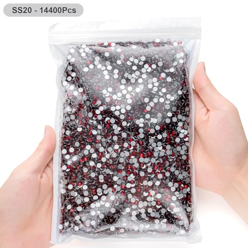 Image of Flatback Rhinestones Bulk, 14400PCS Siam Rhinestones for Clothes DIY Decoration Crafts, Siam, SS20, 4.6-4.8mm