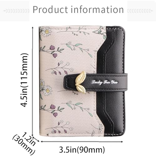 Cute Black Flower Wallet for Women and Ladies Small Kawaii Coin Purse with ID Window Compact Lightweight and Stylish Design Cash Wallet for Ladies2