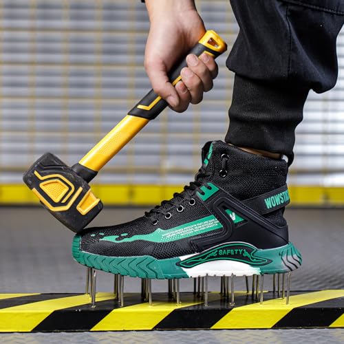 Image of WOWSTICK Lightweight Work Safety Steel Toe Sneakers, Slip Resistant Breathable Light Construction Tennis Shoes