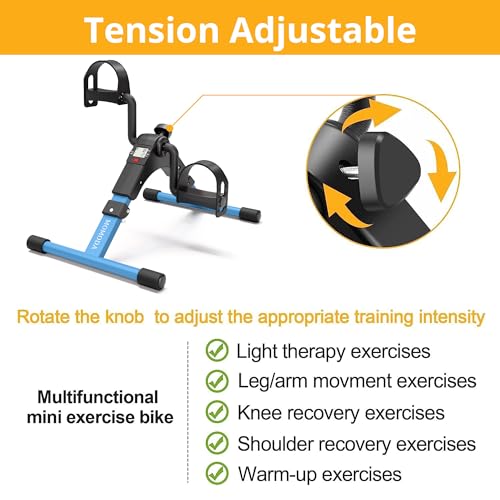 Image of Pedal Exerciser Leg and Arm Exercise Bike with LCD Monitor Foldable (Black /Blue)