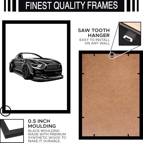 Image of BLINKART Ford Mustang Shelby GT500 CarFramed Posters Gift Items Boys Room Wall Decoration Bedroom Office Studio Synthetic Wood Frame & Acrylic Glass Ready to Hang - 12x8 Inch, (A4 Size) - CAR-002