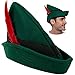 Felt Robin Hood Hats with Feather One Size Fits All for Adult Alpine Hat Party Costume, Peter Pan Hat, German Hat, Green Tyrolean Hat Halloween Dress Up Party Favor.