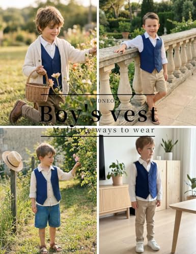 Image of Boys Formal Suit Vest Kids 3 Button Adjustable Back Strap Toddler Vests