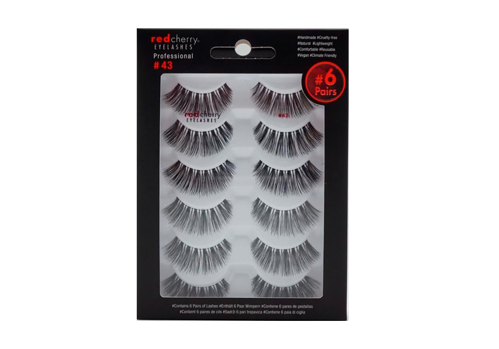 Red Cherry False Eyelashes #43 Professional - 6 Pairs