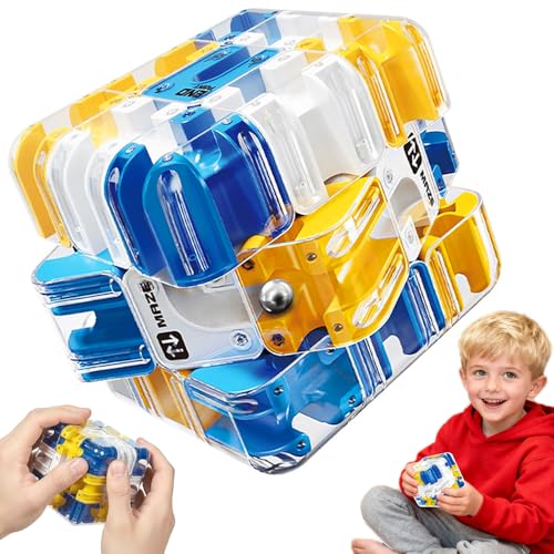 VLEDARLING 3D Labyrinthe Puzzle Cube, Bille Roulante Casse tête, Jeu D'Entraînement Cérébral Cube, Cubes À Billes Jouet Labyrinthe Puzzle, pour Salle de...