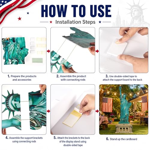 Image of 5 Ft Statue of Liberty Cardboard Cutout 250th Anniversary Patriotic Party Decoration Life Size New York City Themed Photo Prop Standup for Veterans Labor Day Party Supply
