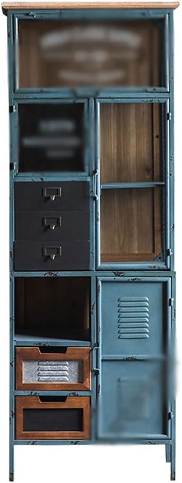 Sideboard Cabinet Retro Old Iron Industrial Style Living Room Bedroom Storage Cabinet Restaurant B&B Hotel Decoration High Cabinet Chest Sideboard Cabinet with Drawers