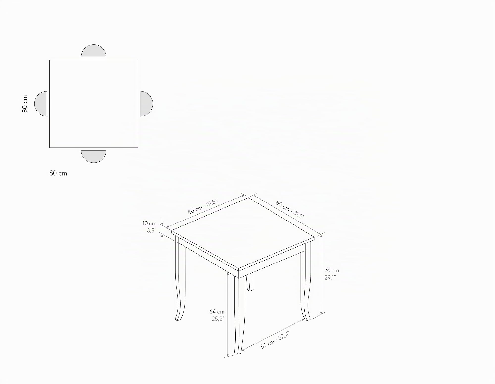 PAZZO DESIGN Fester Tisch Gänseblümchen, Esstisch Möbel, rustikale Eiche, weißes Bein, Bartisch, Restauranttisch, 80 x 80 x 74 cm, rustikale Eiche - id_2096