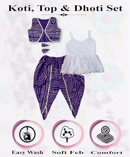 Image of Girl's Top And Dhoti and dupatta Set for 2-10 Year