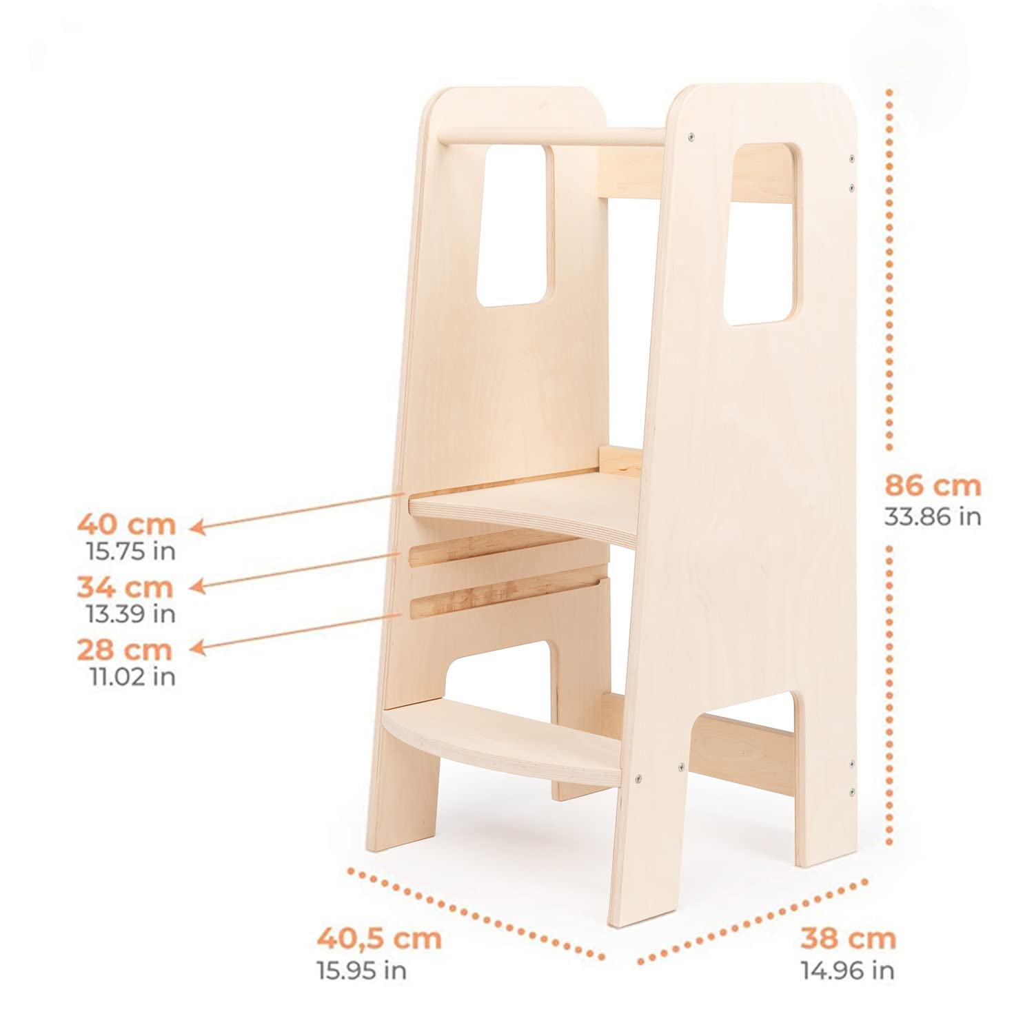 Ully Natural Learning Tower | Der erste Lernturm für Kinder ab 1 Jahr aus Naturholz | Lernturm Montessori mit verstellbare Fachböden | Gebaut in Italien nach den Montessori-Prinzipien