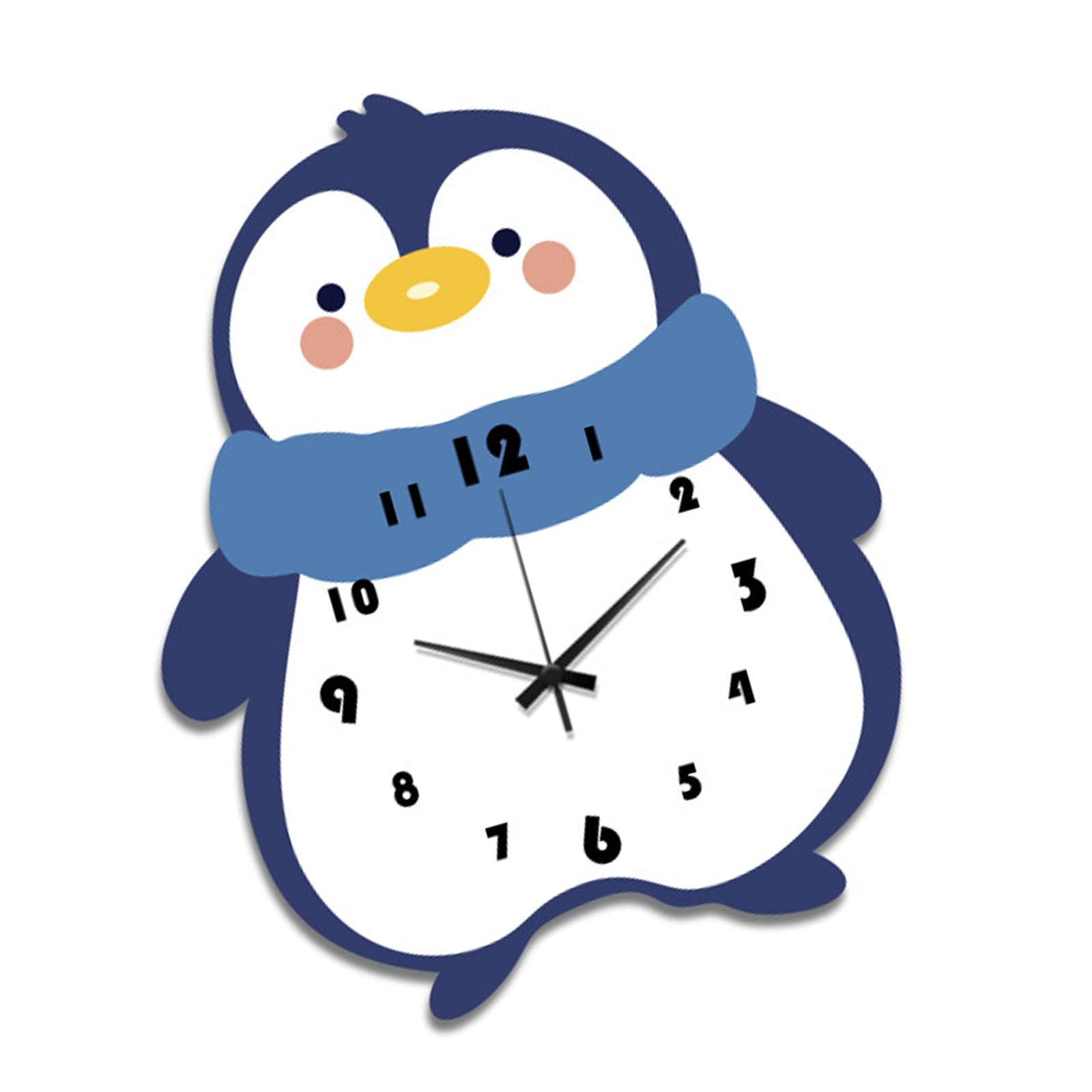 Elnwnnkc Light Blue Penguins Clock For Kitchen Decorative Clock Wood Wall Clocks Battery Operated Wall Clocks None Ticking Home Decorations Decorative For Shelf