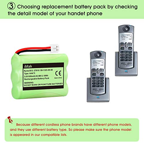 Imah 27910 Cordless Phone Battery 89-1323-00-00 Compatible With Vtech Mi6896 Motorola Sd-7501 At&T Sb67108 23-894 23-959 3Sn-Aaa55H-S-J1 Cph-464D | 3.6V Ni-Mh 600Mah, 3-Pack #TOP3