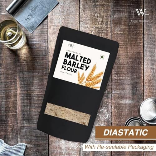 Image of TWF Malted Barley Flour | Professional | Diastatic | With Resealable Packaging | Great Essential for Baking | No Added Flavor | No Added Color | Low in Gluten | 400g (Pack of 2)