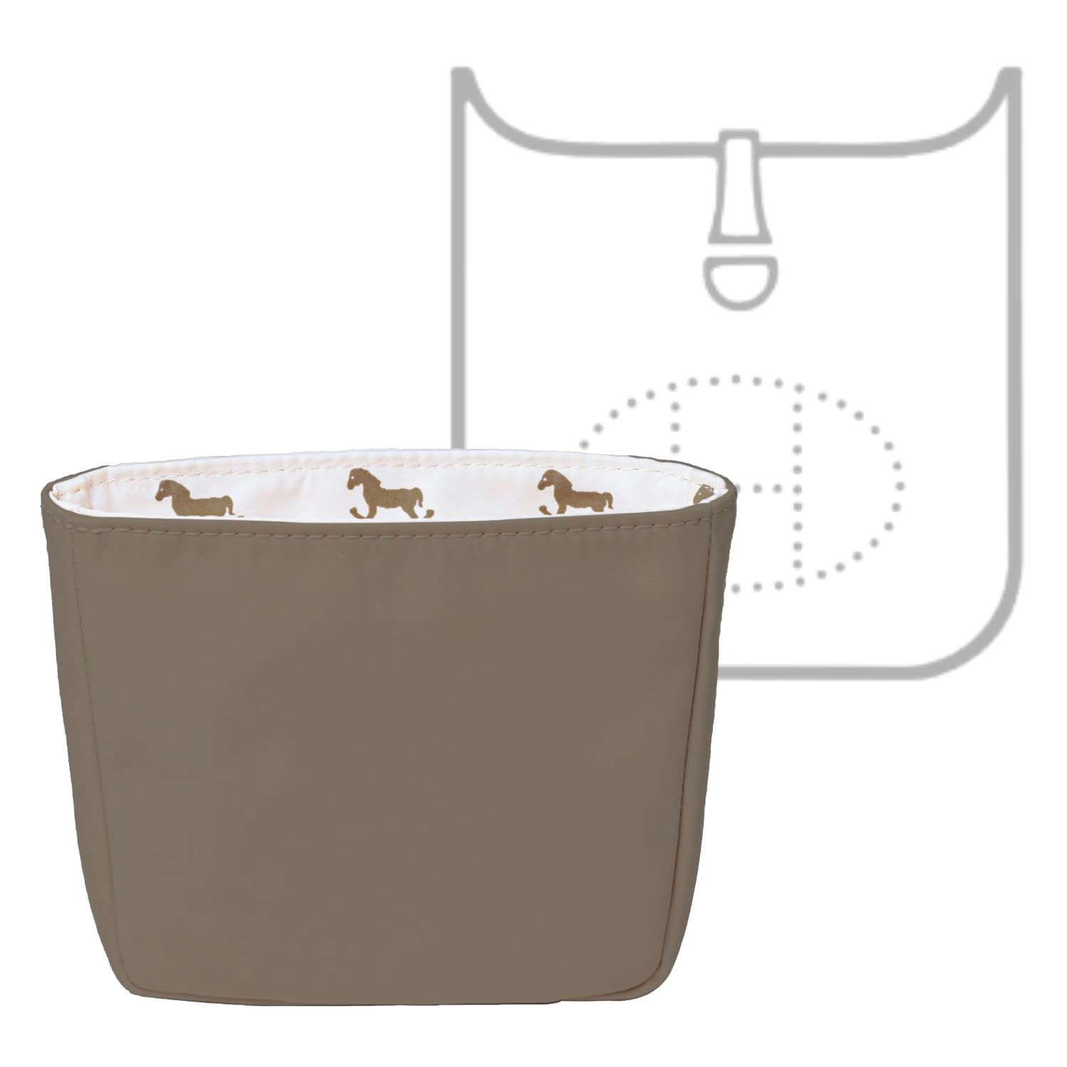 [Ponon] バッグインバッグ エルメス用 馬柄防水 全5タイプ バッグインバッグ バックインバック インナーバッグ ピコタンpm mm バーキン25 バーキン30 ガーデンパーティーtpm エヴリンミニ リンディ エブリンtpm ピコタンロック 対応 (エトープ, エブリンTPM)