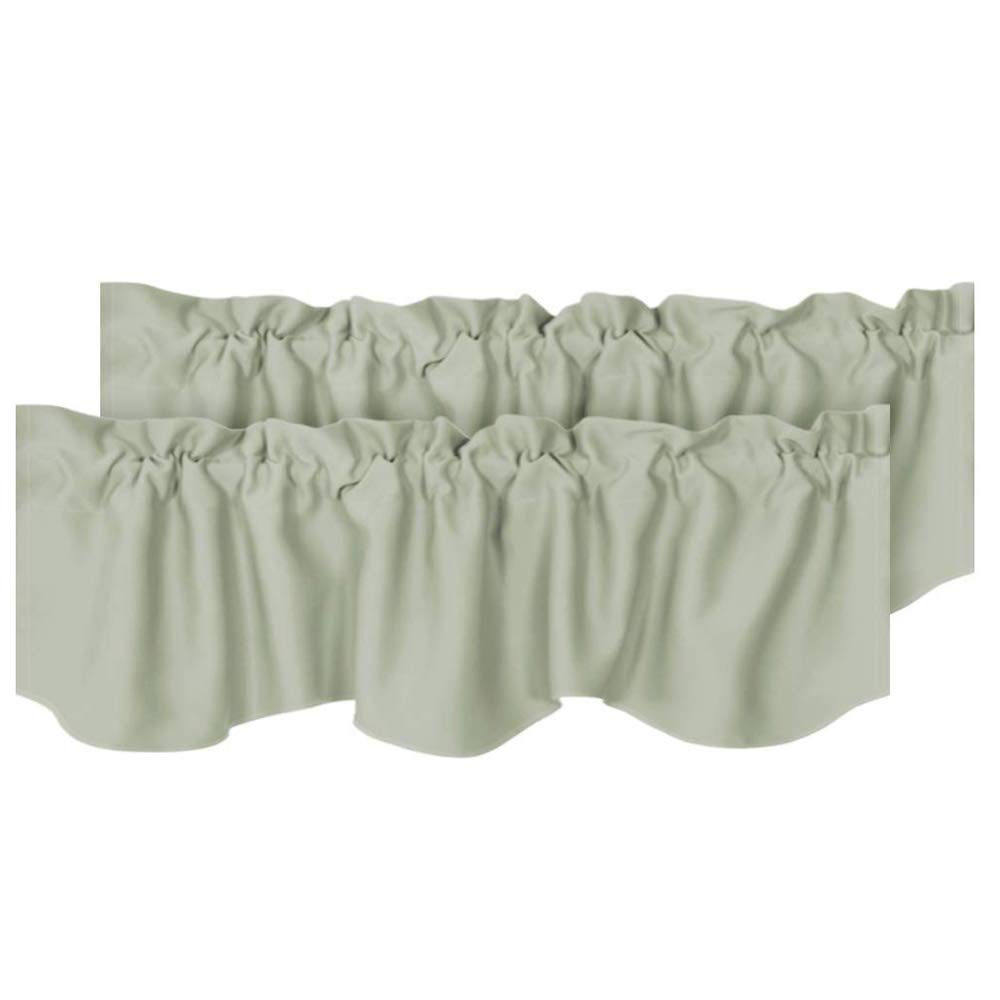 H.VERSAILTEX 2 Panels Blackout Curtain Valances for Kitchen Windows/Living Room/Bathroom Privacy Protection Rod Pocket Decoration Scalloped Window